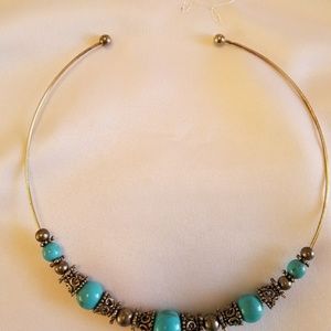 Adjustable Turqoise metal choker